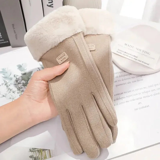 Semsket skinn touch-kompatible damehansker for høst/vinter